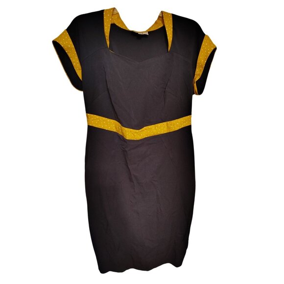 Miss Candyfloss Dress, 2XL, 16-18, Navy Blue, Mustard Yellow Trim, Retro Vibes - Picture 1 of 5